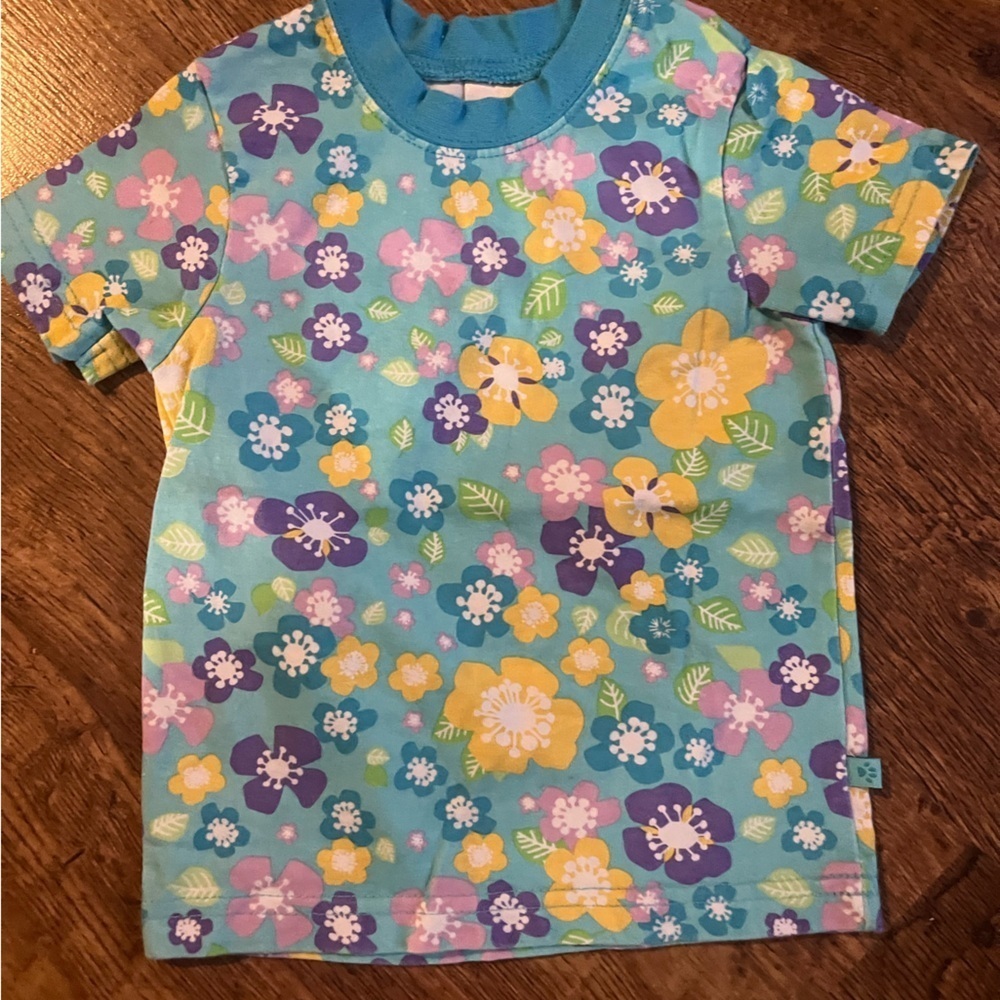 Vintage  Kids Floral Shirt - Blue, Yellow, Purple